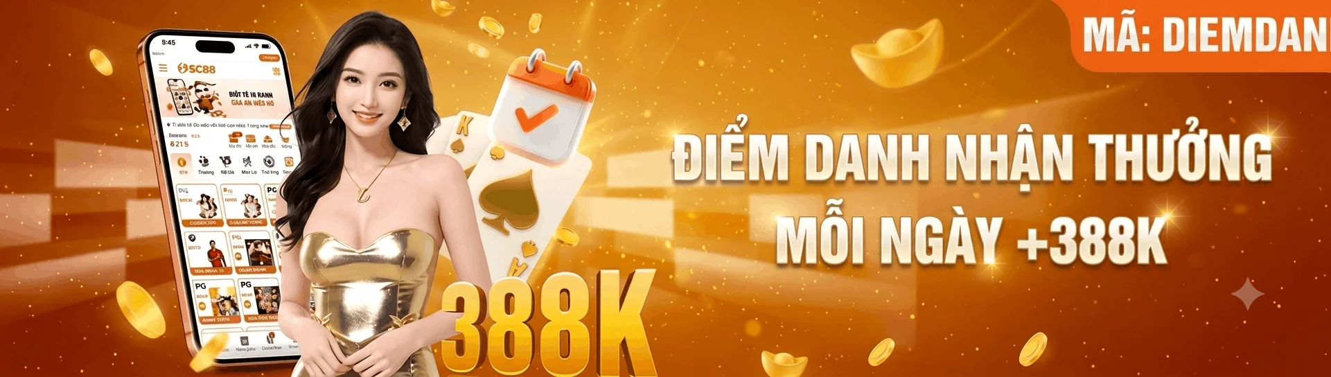 Điểm danh nhận thưởng mỗi ngày +388k
